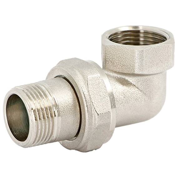 Соединение Uni-Fitt разъемное угловое НВ 3/4" с прокладкой O-RING, никелированное, фото 