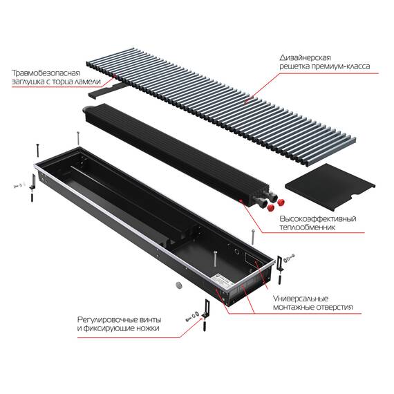 Конвектор внутрипольный Royal Thermo ATRIUM-190/200/2100-DG-U-NA, фото , изображение 3