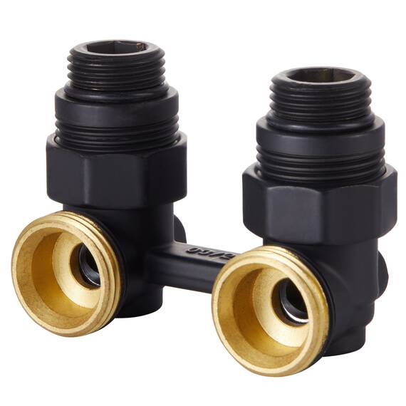 Узел нижнего подключения Royal Thermo угловой 1/2"х3/4" EK (черный), фото 