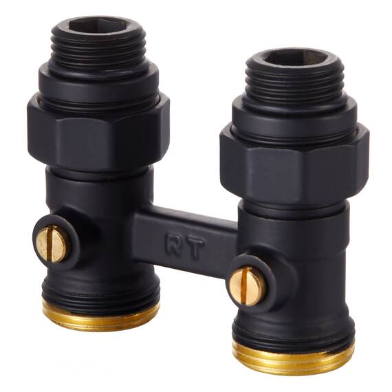 Узел нижнего подключения Royal Thermo прямой 1/2"х3/4" EK (черный), фото 
