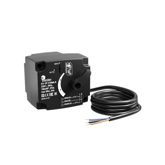 Сервопривод поворотный Wester S11 3P 21500A-K 230 VAC 50 Hz 150s/90 3-точ. SPDT 5 Nm, фото 