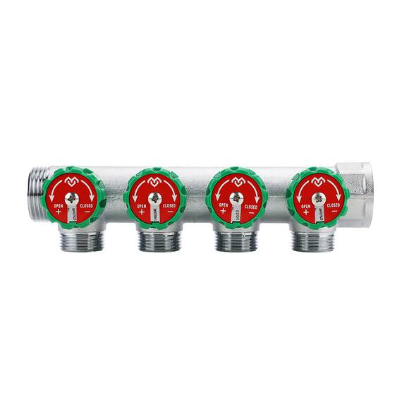 Коллектор регулирующий VARMEGA VM14634, 1", на 4 выхода 3/4"ЕК, хромированный, фото , изображение 2