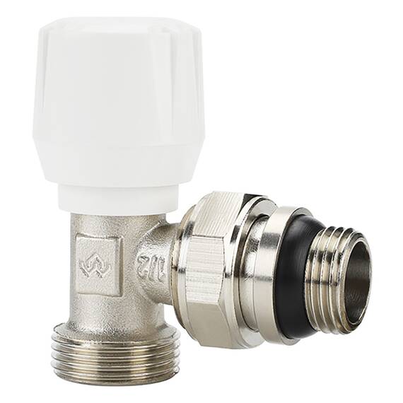 Клапан радиаторный VARMEGA 1/2" x 3/4"EK ручной, угловой с самоуплотняющимся полусгоном VM10012, фото 