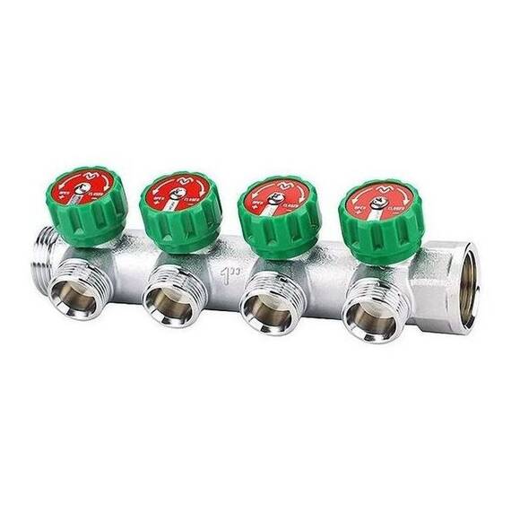 Коллектор регулирующий VARMEGA 1" 4 х 1/2" хромированный VM14624, фото 
