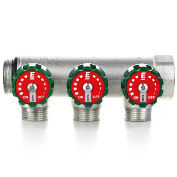 Коллектор модульный ELSEN 1" 4х3/4" ЕК TIN латунь, фото , изображение 2