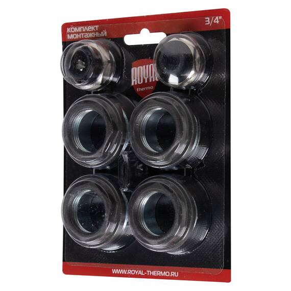 Комплект монтажный Royal Thermo 1”х 3/4" черный, фото 