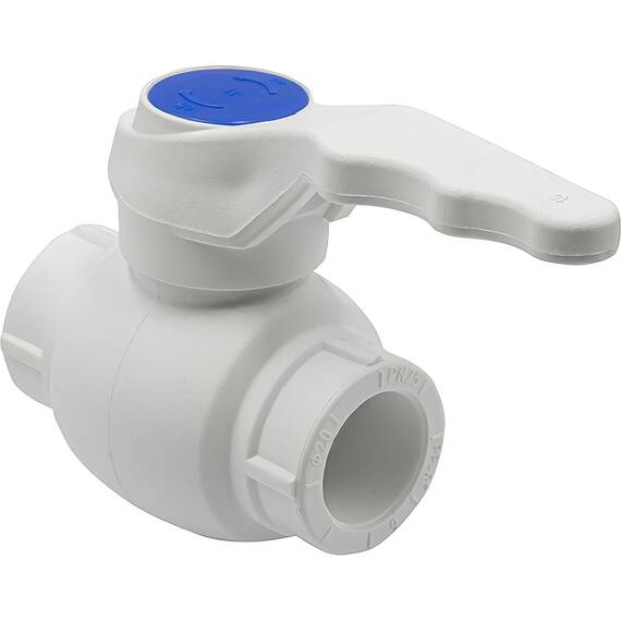 Кран шаровой THERMOLIGHT ручка PP-R 20 белый, фото 
