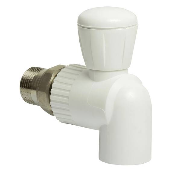 Кран шаровой THERMOLIGHT "американка" PP-R угловой 25х3/4" белый, фото 