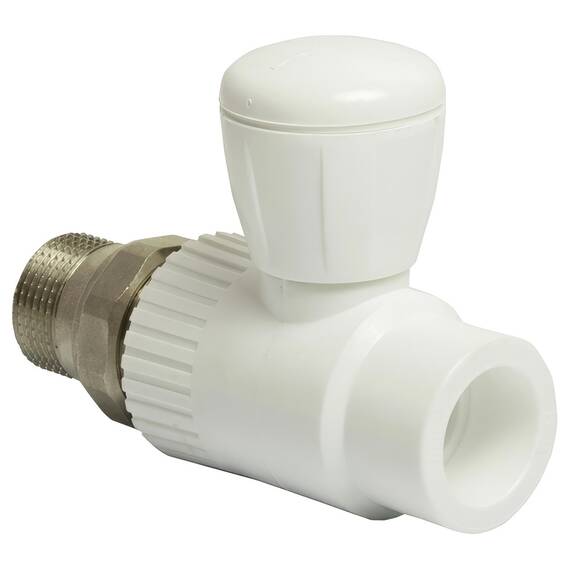 Кран шаровой THERMOLIGHT "американка" PP-R прямой 25х3/4" белый, фото 