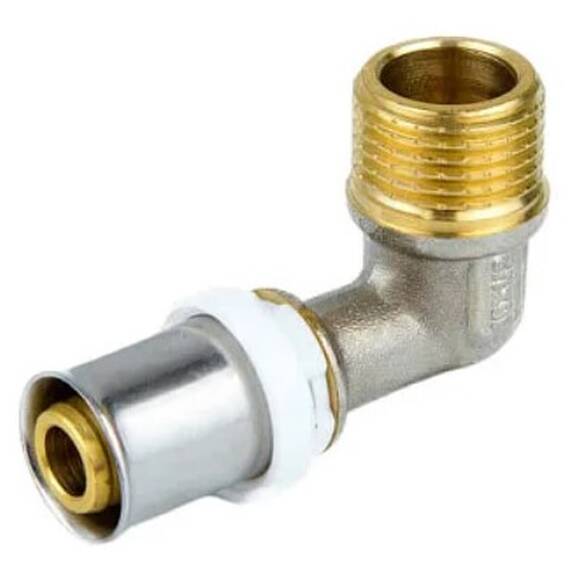 Угольник STI пресс латунь ДН 16х 1/2"х90гр НР, фото 