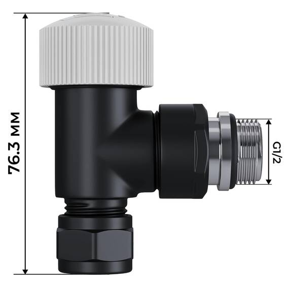 Набор термостатический угловой Royal Thermo Design Pro 15мм М30х1,5 (Черный), фото , изображение 4