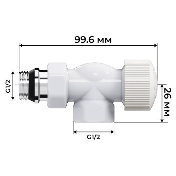 Набор термостатический осевой Royal Thermo Design 1/2"М30х1,5 (Белый), фото , изображение 4