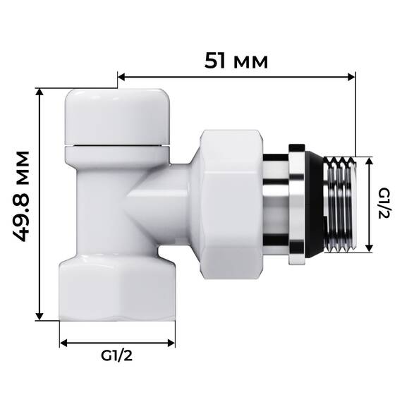 Набор термостатический угловой Royal Thermo Design 1/2"М30х1,5 (Белый), фото , изображение 6