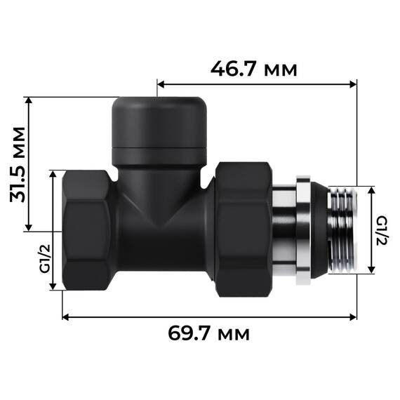 Набор термостатический прямой Royal Thermo Design 1/2"М30х1,5 (Черный), фото , изображение 6