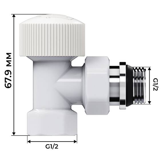 Набор термостатический угловой Royal Thermo Design 1/2"М30х1,5 (Белый), фото , изображение 4