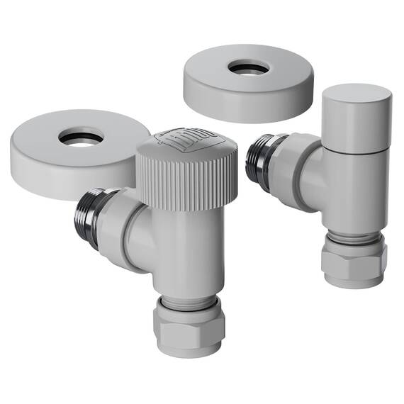 Набор термостатический угловой Royal Thermo Design Pro 15мм М30х1,5 (Белый), фото , изображение 2
