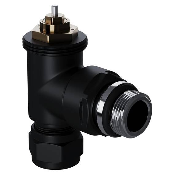 Набор термостатический угловой Royal Thermo Design Pro 15мм М30х1,5 (Черный), фото , изображение 3