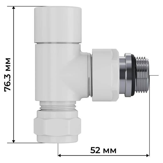 Набор термостатический угловой Royal Thermo Design Pro 15мм М30х1,5 (Белый), фото , изображение 6