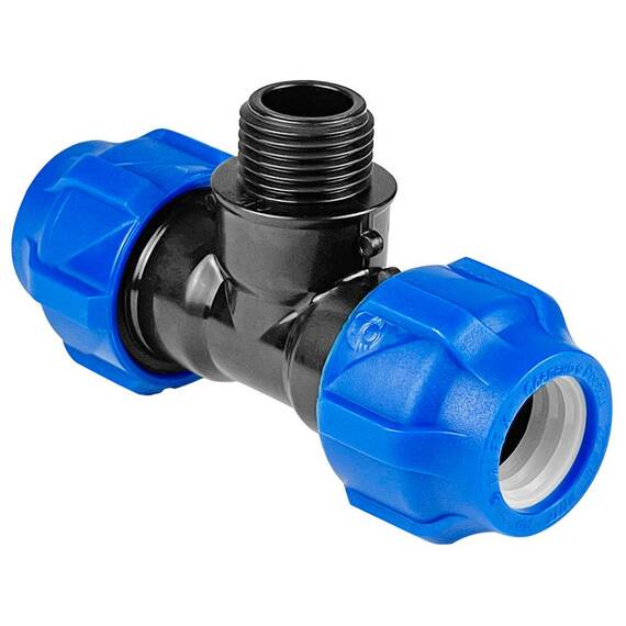 Тройник ПНД компрессионный НР 32*1/2" наружная резьба (VALFEX), фото 