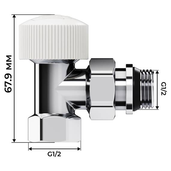 Набор термостатический угловой Royal Thermo Design 1/2"М30х1,5 (Хром), фото , изображение 4