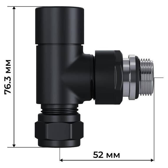 Набор термостатический угловой Royal Thermo Design Pro 15мм М30х1,5 (Черный), фото , изображение 6