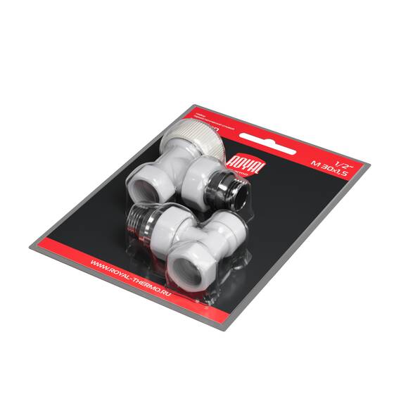 Набор термостатический угловой Royal Thermo Design 1/2"М30х1,5 (Белый), фото , изображение 7