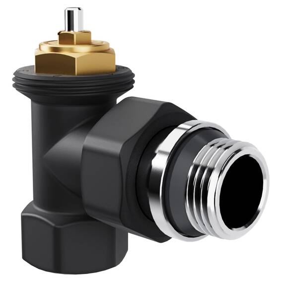 Набор термостатический угловой Royal Thermo Design 1/2"М30х1,5 (Черный), фото , изображение 3