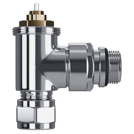 Набор термостатический угловой Royal Thermo Design Pro 15мм М30х1,5 (Хром), фото , изображение 5