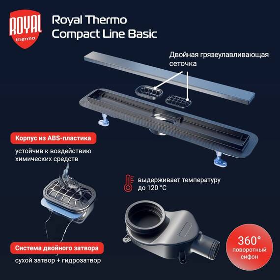 Лоток душевой Royal Thermo с сухим затвором Compact Line Basic 900, фото , изображение 2