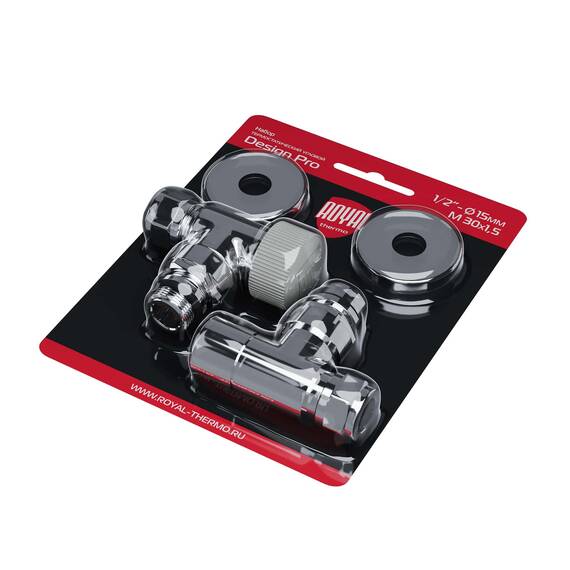 Набор термостатический угловой Royal Thermo Design Pro 15мм М30х1,5 (Хром), фото , изображение 8