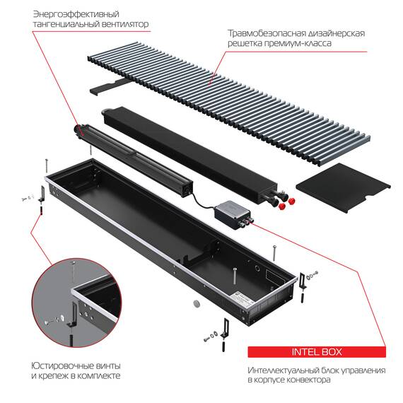 Конвектор внутрипольный Royal Thermo ATRIUM TURBO-190/300/1900-DG-U-LB, фото , изображение 4