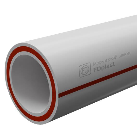 Труба полипропиленовая PPRC PN 25 / 125 *20,8 FDplast армированная стекловолокном, белая (уп.4 п/м), фото 
