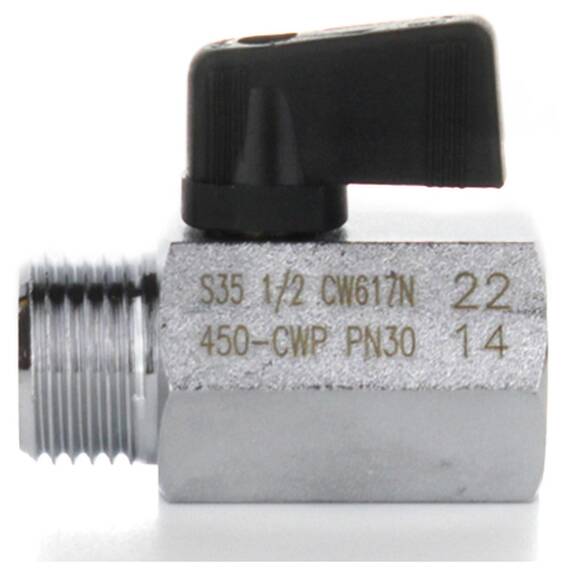 Кран шаровой ELSEN MINI PN40 полнопроходной прямой НВ 1/2 ручка-бабочка латунь, фото , изображение 2