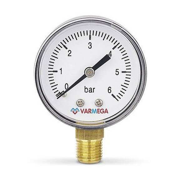 Манометр VARMEGA радиальный 50 мм, 6 бар, 1/4", VMMT10-500602, фото 
