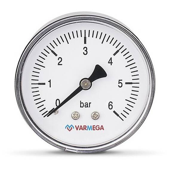 Манометр VARMEGA аксиальный 63 мм, 6 бар, 1/4", VMMT08-630602, фото 