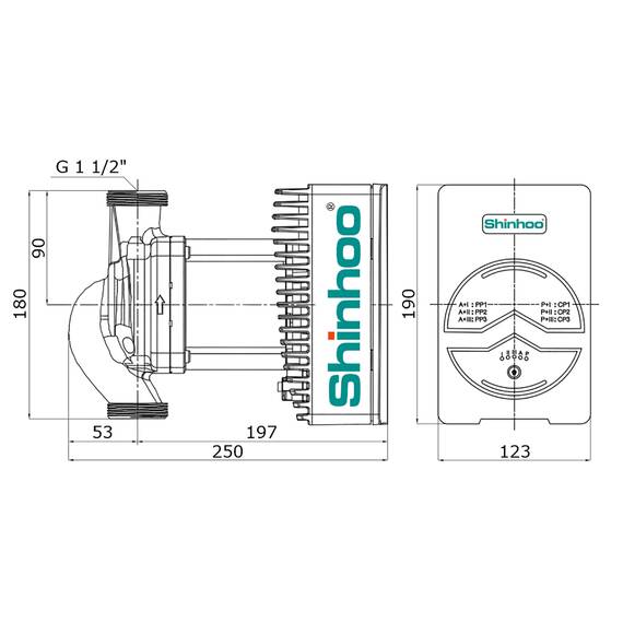 Насос циркуляционный Shinhoo MEGA+ 25-12, фото , изображение 4