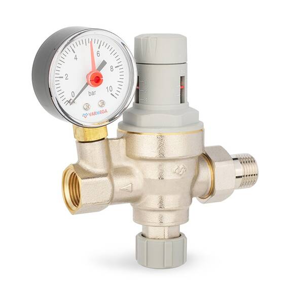 Клапан VARMEGA подпиточный 1/2", мембранный, с манометром, VM23001, фото , изображение 2