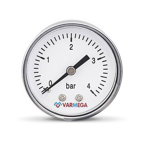 Манометр VARMEGA аксиальный 50 мм, 4 бар, 1/4", VMMT08-500402, фото 