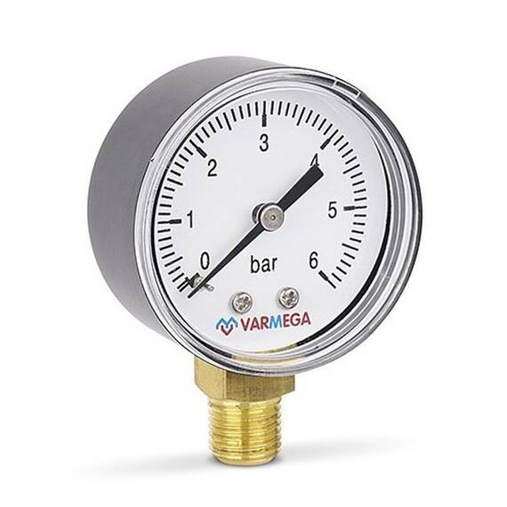 Манометр VARMEGA радиальный 50 мм, 6 бар, 1/4", VMMT10-500602, фото , изображение 2