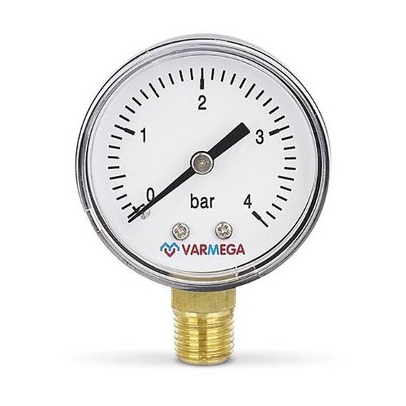 Манометр VARMEGA радиальный 50 мм, 4 бар, 1/4", VMMT10-500402, фото 