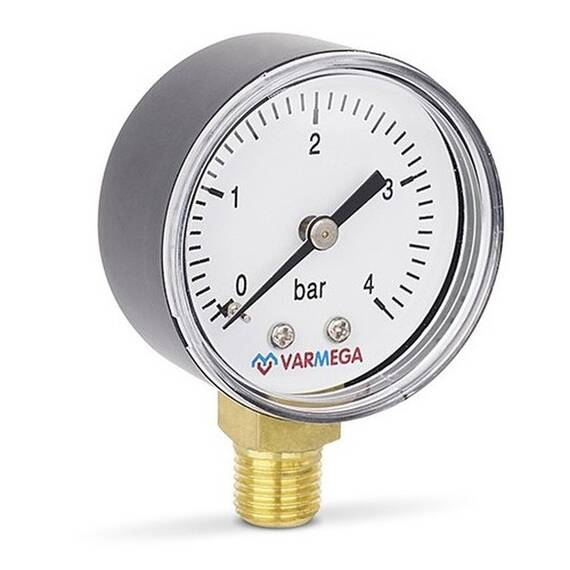 Манометр VARMEGA радиальный 50 мм, 4 бар, 1/4", VMMT10-500402, фото , изображение 2
