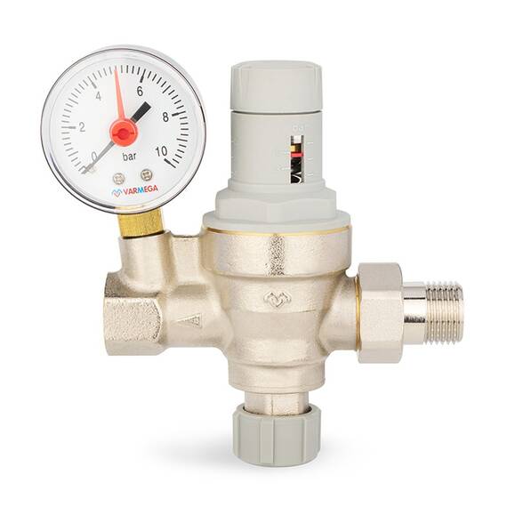 Клапан VARMEGA подпиточный 1/2", мембранный, с манометром, VM23001, фото 