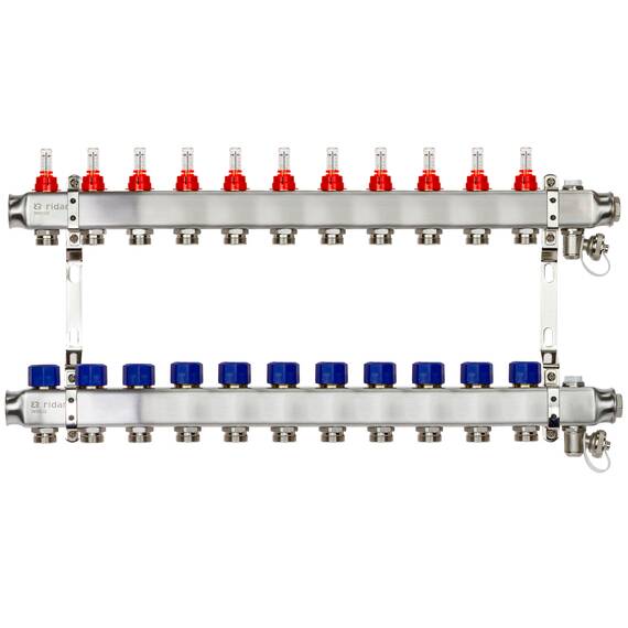 Комплект коллекторов РИДАН SSM-11RF set с расход.,кроншт.,руч.воздух.,слив.кран. и торц.заглуш., фото 