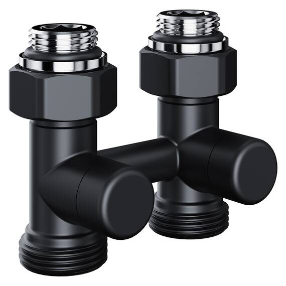Узел нижнего подключения Royal Thermo Design прямой 1/2"х3/4" EK (черный), фото 