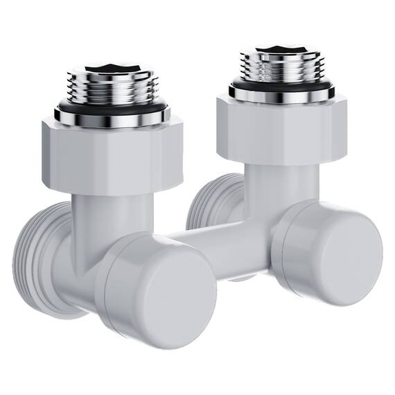 Узел нижнего подключения Royal Thermo Design угловой 1/2"х3/4" EK (белый), фото 