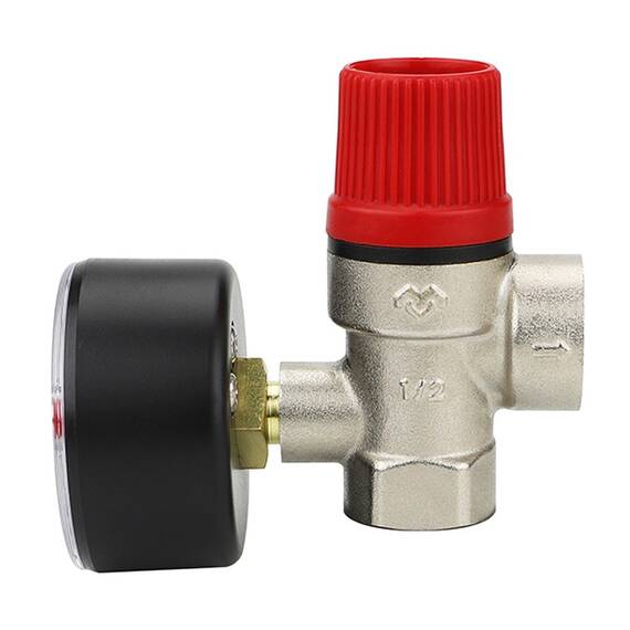 Клапан предохранительный VARMEGA мембранный VM16614 ВР-ВР, 1/2", 3 бар, с манометром, фото , изображение 2