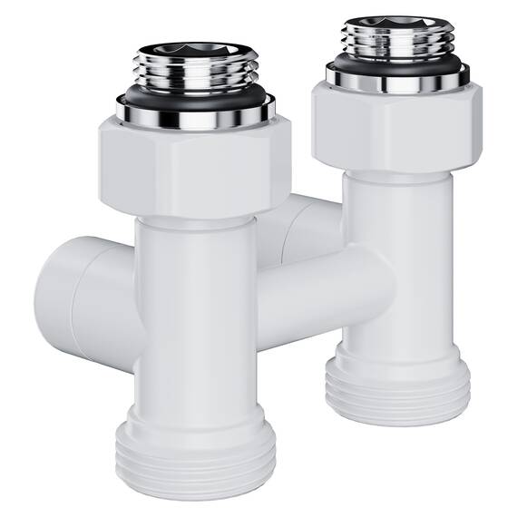Узел нижнего подключения Royal Thermo Design прямой 1/2"х3/4" EK (белый), фото , изображение 2
