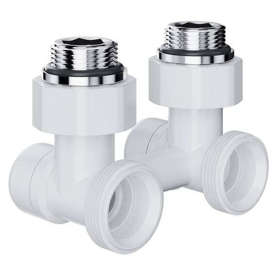Узел нижнего подключения Royal Thermo Design угловой 1/2"х3/4" EK (белый), фото , изображение 2