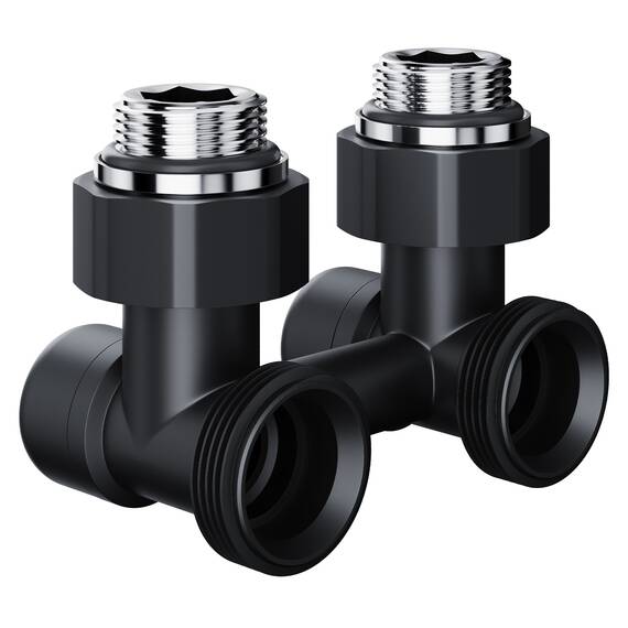Узел нижнего подключения Royal Thermo Design угловой 1/2"х3/4" EK (черный), фото , изображение 2