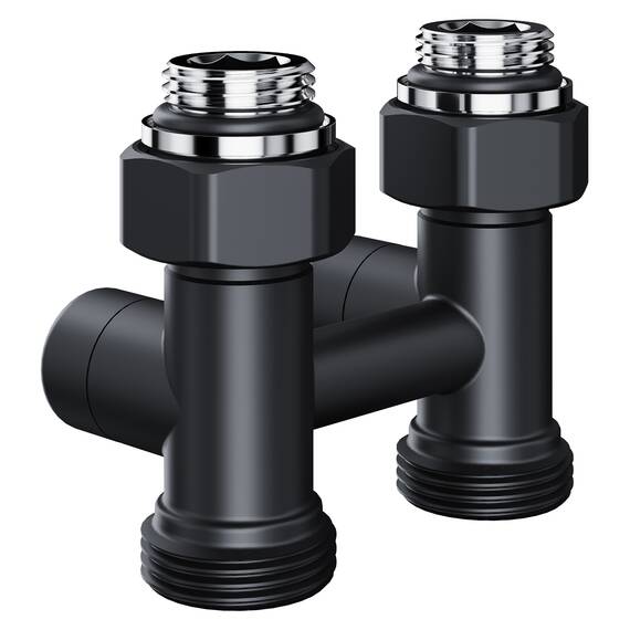 Узел нижнего подключения Royal Thermo Design прямой 1/2"х3/4" EK (черный), фото , изображение 2